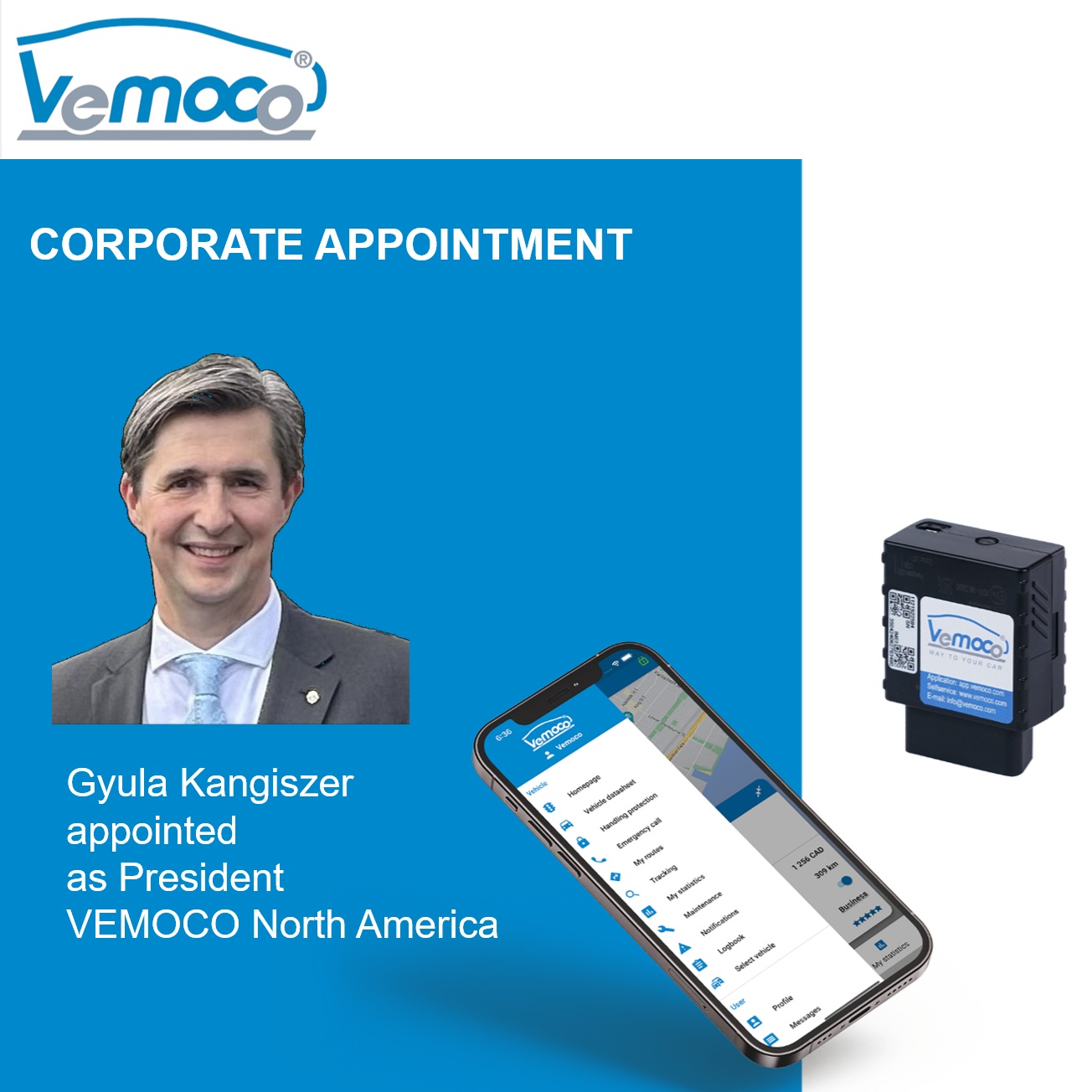 VEMOCO Press release of Gyula Kangiszer’s appointment